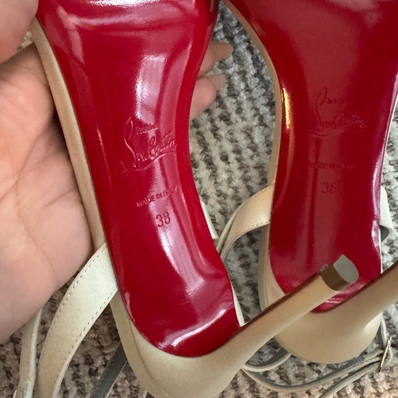New Christian Louboutin Loubigirl 85 Satin Heels Sandals Cream White Bridal 38 - Picture 8 of 16